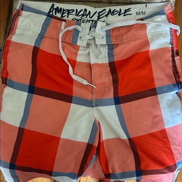 American Eagle Outfitters Other - American Eagle Outfitters Men's Checkered Swim Shorts - Red and Blue